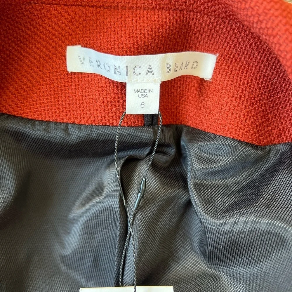 VERONICA BEARD Peninsula Peak Lapel Faux DB Blazer Jacket Brick Brown Orange 6 - Picture 7 of 10